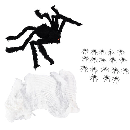 Decorative Spider Spook House Artificial Spider with Fake Cobweb for Party Halloween Festival Decoration