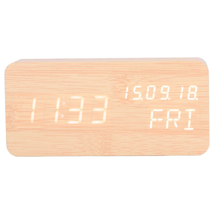 LED Digital Alarm Clock Wooden Alarm Clock Sound Control 3 Brightness Adjustment for Living Room Office