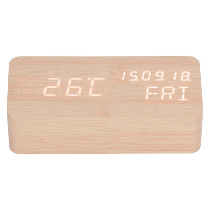 LED Digital Alarm Clock Wooden Alarm Clock Sound Control 3 Brightness Adjustment for Living Room Office