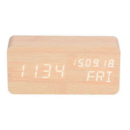 LED Digital Alarm Clock Wooden Alarm Clock Sound Control 3 Brightness Adjustment for Living Room Office