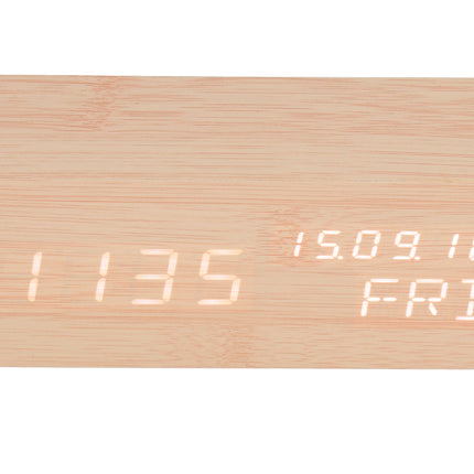 LED Digital Alarm Clock Wooden Alarm Clock Sound Control 3 Brightness Adjustment for Living Room Office