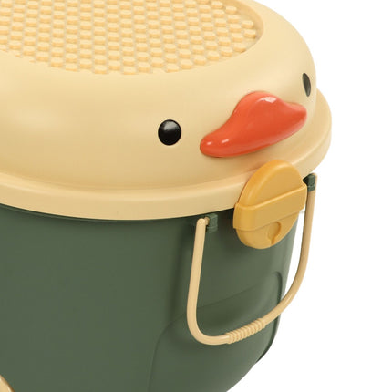 Toy Storage Box Multi Purpose Cute Duck Cover Plastic Clothes Organize Box with Wheel for Children Green (Large)