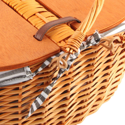 Woven Picnic Basket Durable Portable Wicker Hand Basket Rustic Fruit Basket with Lid for Outdoor Outing