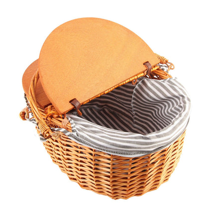 Woven Picnic Basket Durable Portable Wicker Hand Basket Rustic Fruit Basket with Lid for Outdoor Outing