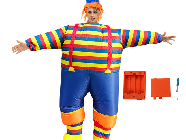 Inflatable Clown Costume Blow Up Joker Jumpsuit for Halloween Cosplay Party Christmas Adult Size