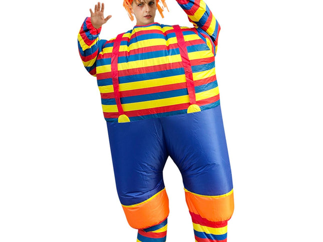 Inflatable Clown Costume Blow Up Joker Jumpsuit for Halloween Cosplay Party Christmas Adult Size