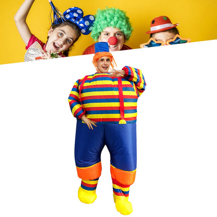 Inflatable Clown Costume Blow Up Joker Jumpsuit for Halloween Cosplay Party Christmas Adult Size