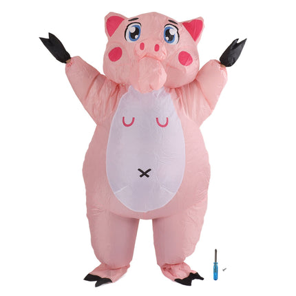Inflatable Costume Pink Pig Blow Up Halloween Cosplay Dress Jumpsuit Costume For Adults