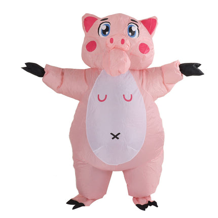 Inflatable Costume Pink Pig Blow Up Halloween Cosplay Dress Jumpsuit Costume For Adults