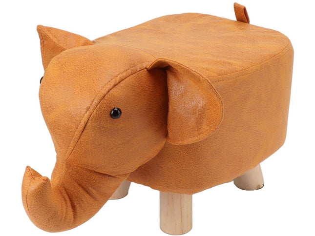 Animal Footstools Lovely Cartoon Innovative Elephant Upholstered Stool for Nursery Bedroom Playroom Living Room Decor Orange