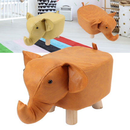 Animal Footstools Lovely Cartoon Innovative Elephant Upholstered Stool for Nursery Bedroom Playroom Living Room Decor Orange