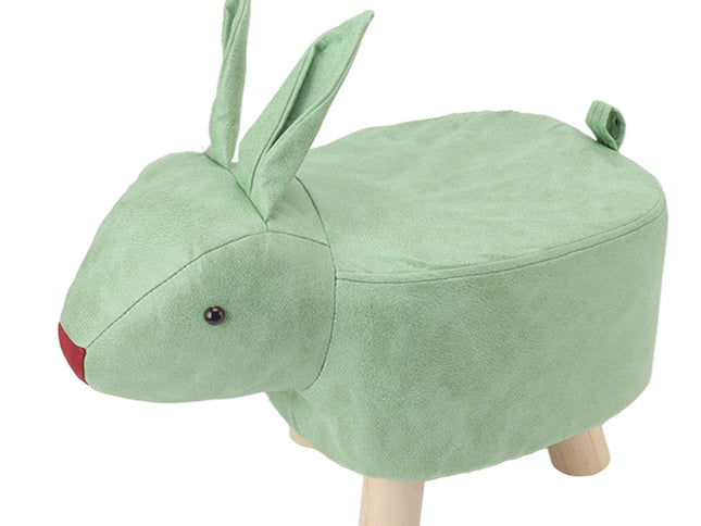Cartoon Animal Shaped Stool Kid Home Living Room Cute Wooden Footstool for Playroom Courtyard Green