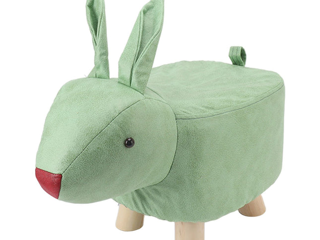 Cartoon Animal Shaped Stool Kid Home Living Room Cute Wooden Footstool for Playroom Courtyard Green