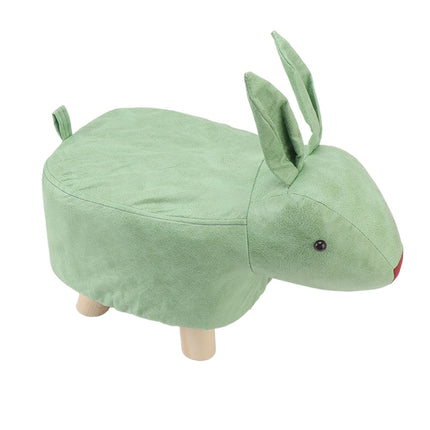 Cartoon Animal Shaped Stool Kid Home Living Room Cute Wooden Footstool for Playroom Courtyard Green