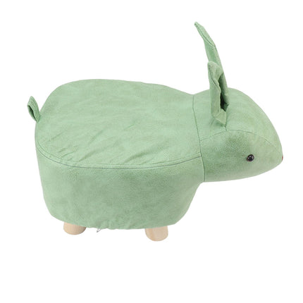 Cartoon Animal Shaped Stool Kid Home Living Room Cute Wooden Footstool for Playroom Courtyard Green
