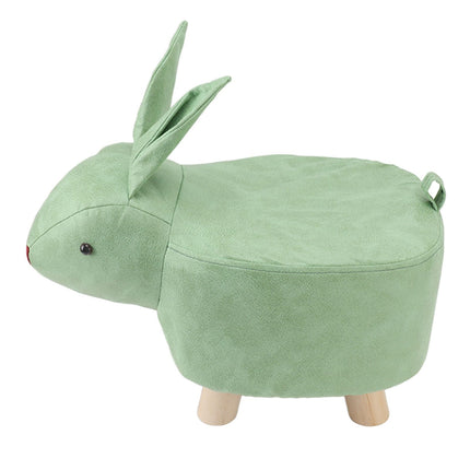 Cartoon Animal Shaped Stool Kid Home Living Room Cute Wooden Footstool for Playroom Courtyard Green