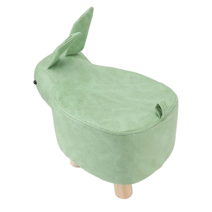 Cartoon Animal Shaped Stool Kid Home Living Room Cute Wooden Footstool for Playroom Courtyard Green