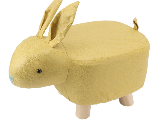 Cartoon Animal Shaped Stool Kid Home Living Room Cute Wooden Footstool for Playroom Courtyard Yellow
