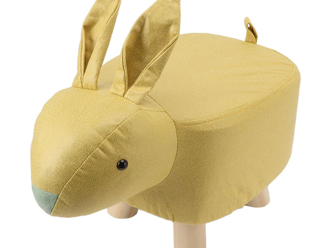 Cartoon Animal Shaped Stool Kid Home Living Room Cute Wooden Footstool for Playroom Courtyard Yellow