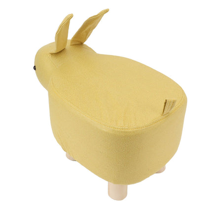 Cartoon Animal Shaped Stool Kid Home Living Room Cute Wooden Footstool for Playroom Courtyard Yellow