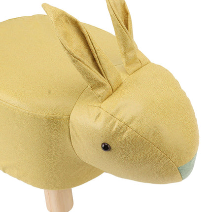Cartoon Animal Shaped Stool Kid Home Living Room Cute Wooden Footstool for Playroom Courtyard Yellow