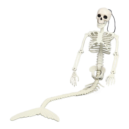 Life Size Skeleton Mermaid Halloween Outdoor Decorations Movable Posable Joints Realistic Full Body Skeleton Mermaid Props