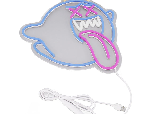 Ghost Neon Sign USB Wall Mounted Dimmable Easy to Install Halloween LED Ghost Neon Light for Game Room Party Bar Decor