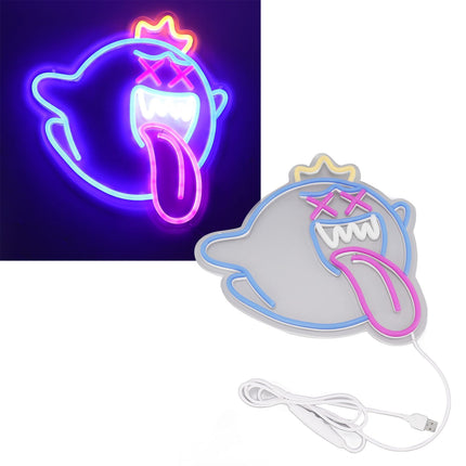 Ghost Neon Sign USB Wall Mounted Dimmable Easy to Install Halloween LED Ghost Neon Light for Game Room Party Bar Decor