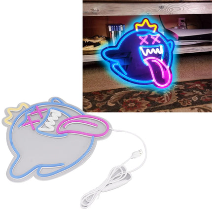 Ghost Neon Sign USB Wall Mounted Dimmable Easy to Install Halloween LED Ghost Neon Light for Game Room Party Bar Decor