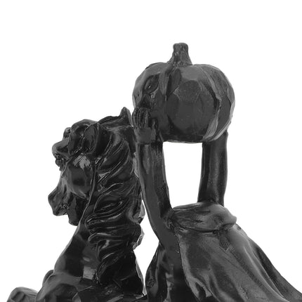 22cm Height Headless Horseman Statue with Pumpkin Horror Headless Horseman Halloween Decor Sculpture Handmade Resin All Black