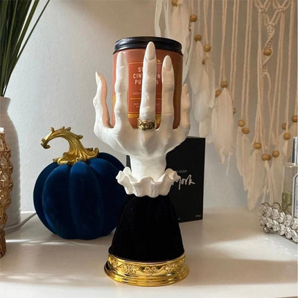 Halloween Candle Holder Witch Hand Shaped Resin Candlestick Desktop Ornaments Decor
