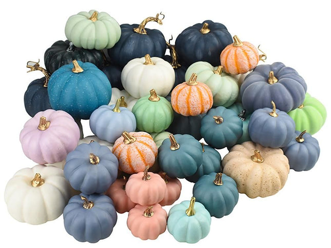 16Pcs Artificial Autumn Pumpkins Fake Foam Pumpkins for Halloween Thanksgiving Halloween Decoration
