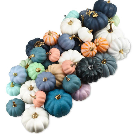 16Pcs Artificial Autumn Pumpkins Fake Foam Pumpkins for Halloween Thanksgiving Halloween Decoration