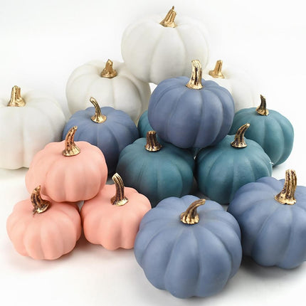 16Pcs Artificial Autumn Pumpkins Fake Foam Pumpkins for Halloween Thanksgiving Halloween Decoration