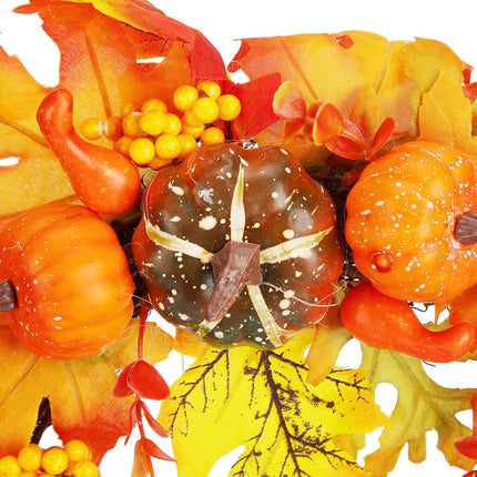 Artificial Leaf Pumpkin Wreath Door Window Fall Wreath for Halloween Christmas Decoration