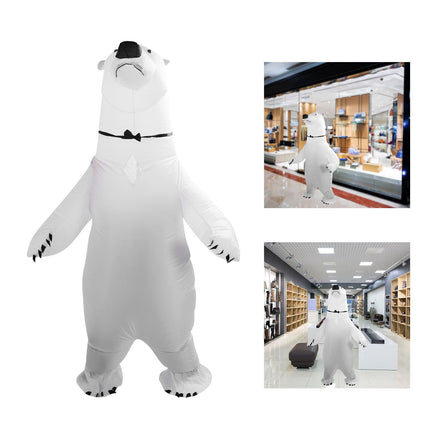 Inflatable Polar Bear Costume Reinforced Stitching Lightweight Reusable Waterproof Blow Up Animal Costumes for Halloween Cosplay