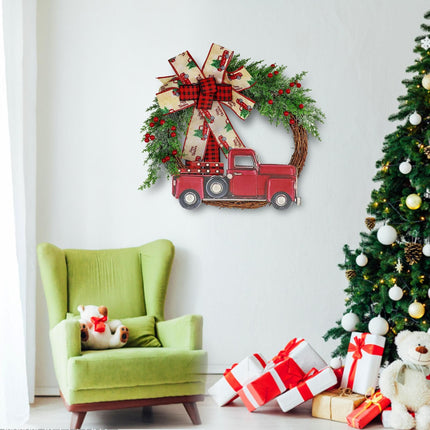 Red Truck Christmas Wreath Fall Wreath for Front Door Decorations for Farmhouse Autumns Harvest Halloween Thanksgiving