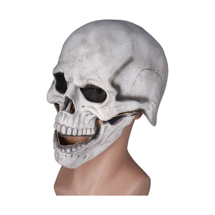 Scary Skull Mask with Movable Jaw Flexible Latex Halloween Costume Party Props Cosplay AccessoryWhite