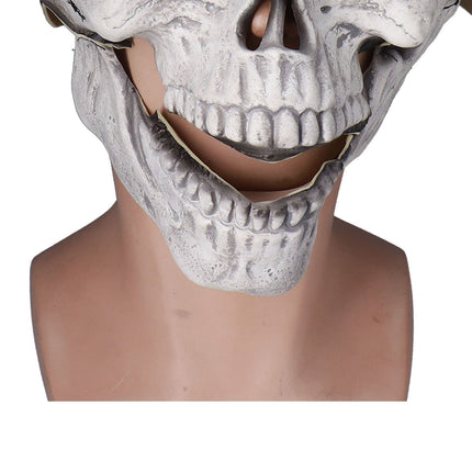 Scary Skull Mask with Movable Jaw Flexible Latex Halloween Costume Party Props Cosplay AccessoryWhite