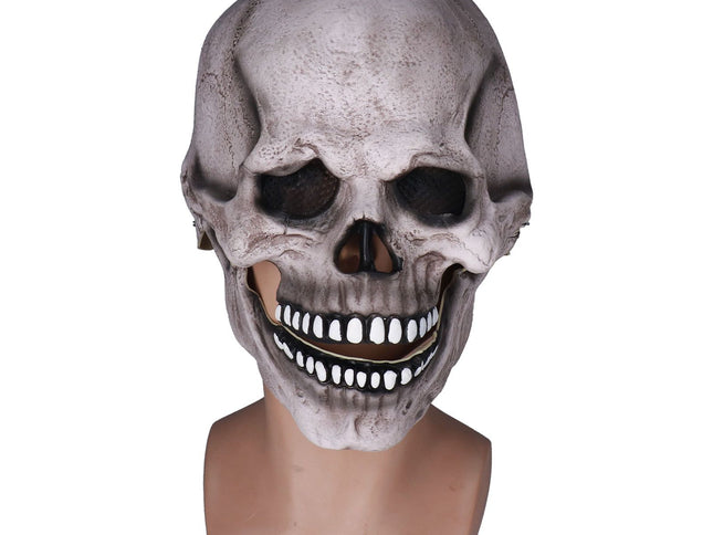 Scary Skull Mask with Movable Jaw Flexible Latex Halloween Costume Party Props Cosplay AccessoryDark Gray