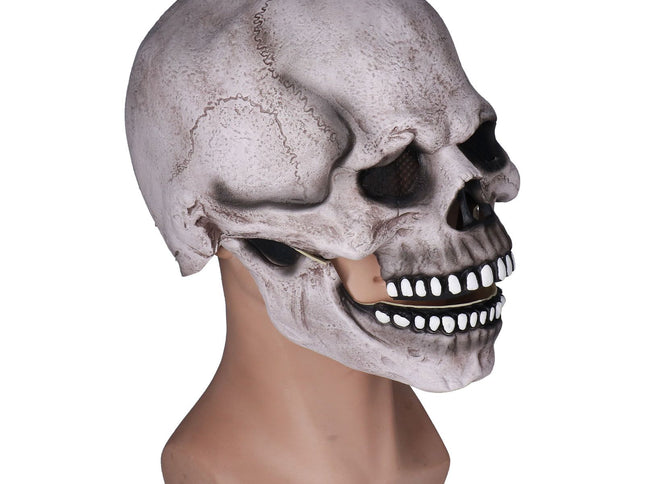 Scary Skull Mask with Movable Jaw Flexible Latex Halloween Costume Party Props Cosplay AccessoryDark Gray
