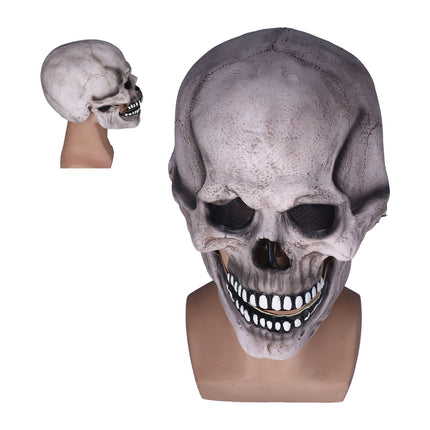 Scary Skull Mask with Movable Jaw Flexible Latex Halloween Costume Party Props Cosplay AccessoryDark Gray