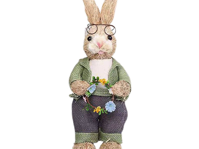 Artificial Simulated Straw Bunny Cute Easter Straw Rabbit Figurines Easter Bunny Props Home Decoration