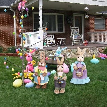 Artificial Simulated Straw Bunny Cute Easter Straw Rabbit Figurines Easter Bunny Props Home Decoration