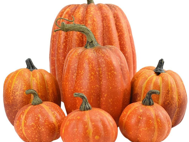 7PCS Simulation Pumpkin Model Artificial Pumpkin Decoration Home Table Decor for Thanksgiving and Halloween