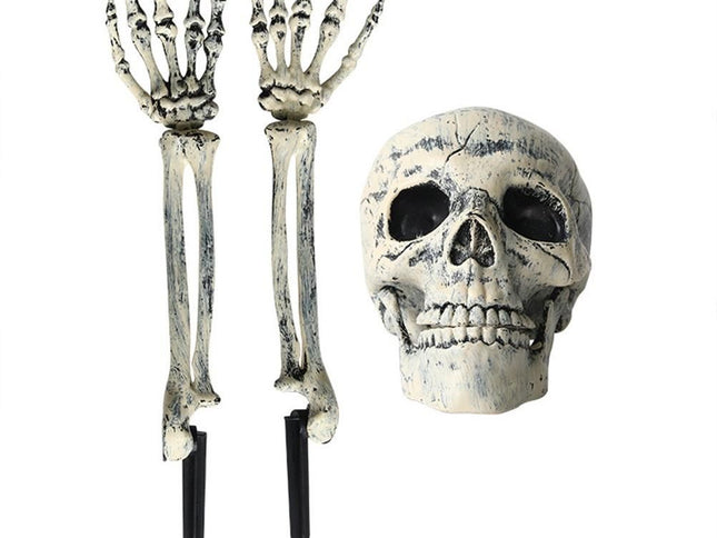Halloween Glowing Skeleton Head Hands Arms Stakes Luminous Outdoor Decor for Lawn Garden Yard Haunted House Props