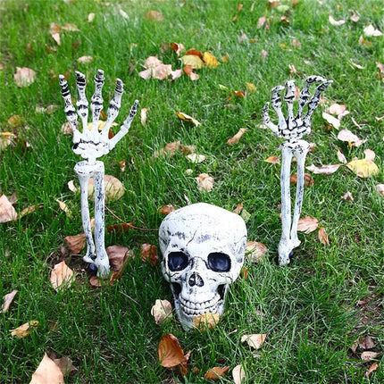 Halloween Glowing Skeleton Head Hands Arms Stakes Luminous Outdoor Decor for Lawn Garden Yard Haunted House Props