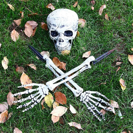 Halloween Glowing Skeleton Head Hands Arms Stakes Luminous Outdoor Decor for Lawn Garden Yard Haunted House Props