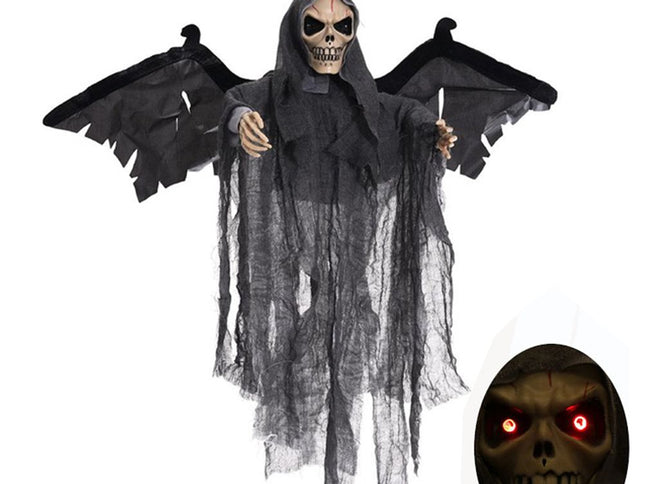 Hanging Bat Ghost Mixed Voice Control Lightening Eyes Screaming Moving Trick or Treat Party Hanging Decoration Best Halloween Decoration Prop