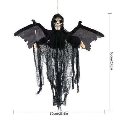Hanging Bat Ghost Mixed Voice Control Lightening Eyes Screaming Moving Trick or Treat Party Hanging Decoration Best Halloween Decoration Prop